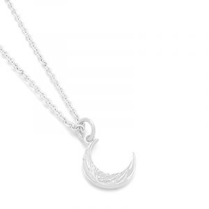 ムーン　シルバーメンズネックレス-斜め